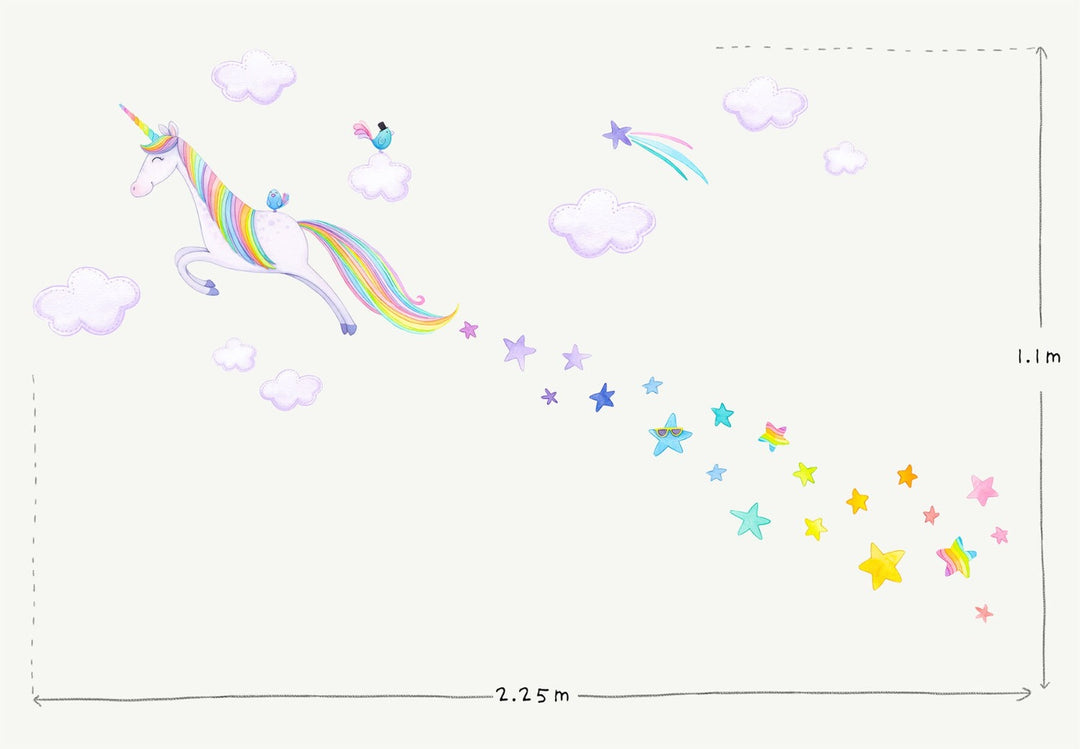 Rainbow Unicorn Fabric Wall Decal