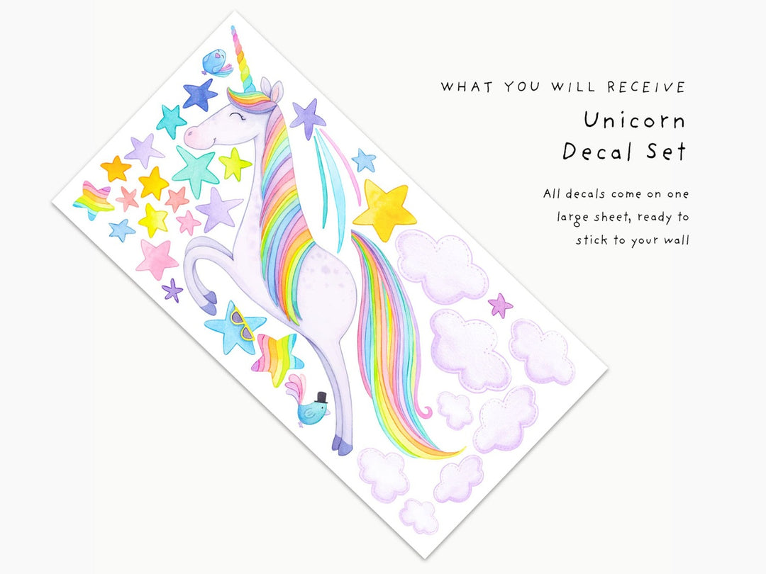 Rainbow Unicorn Fabric Wall Decal