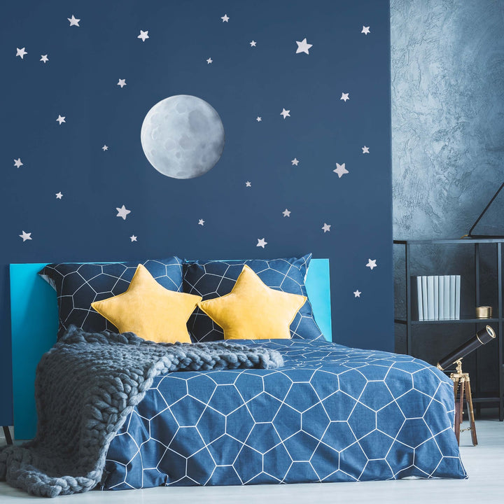 Full Moon and Stars Wall Decals